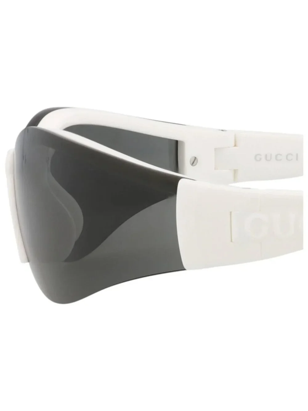 New Gucci Women's Sunglasses Shield Wrap Injection Frame White White Grey